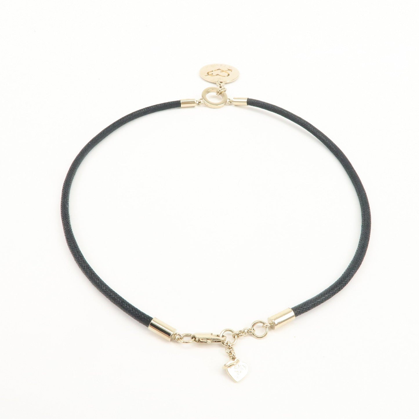 FENDI Logo Metal Necklace Silver Black