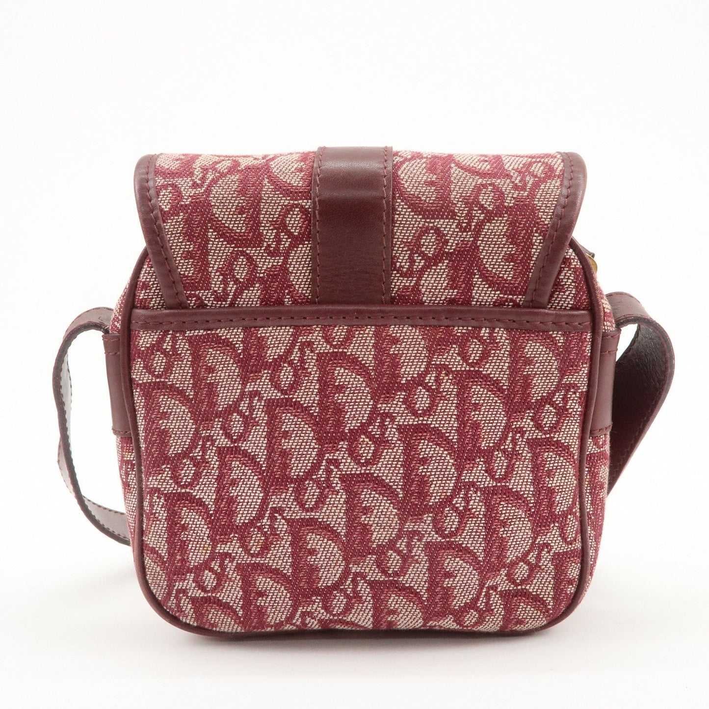 Christian Dior Trotter Jacquard Leather Shoulder Bag Burgundy