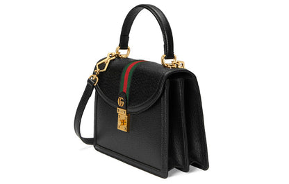 MLB Gucci Ophidia Series GG Locks Leather One Shoulder Crossbody Tote Small Black 651055-DJ2DX-1060