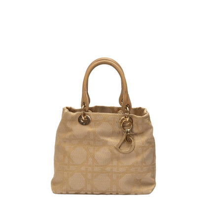 Dior Lady Dior Leather Canvas Tote Bag