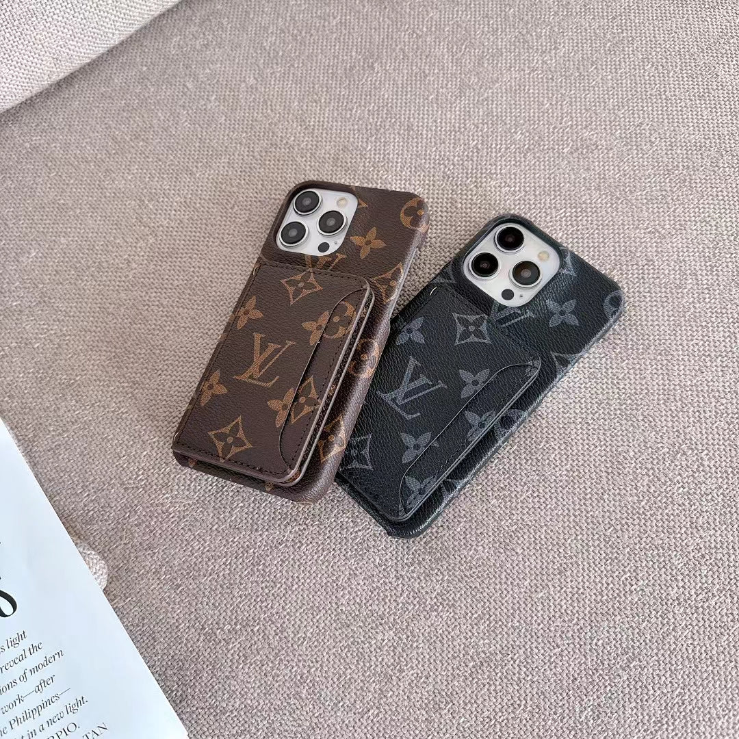 LV Monogram iPhone Case Luxury Edition with Card Holder