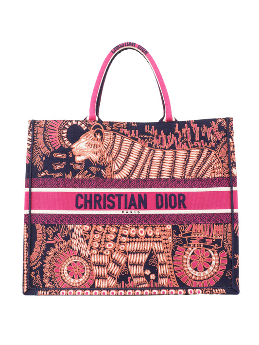 Dior Limited Edition Animal Embroidered Large Book Tote
