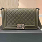 Chanel LeBoy Bag, Olive Green Caviar Skin & Ruthenium-Finish Metal