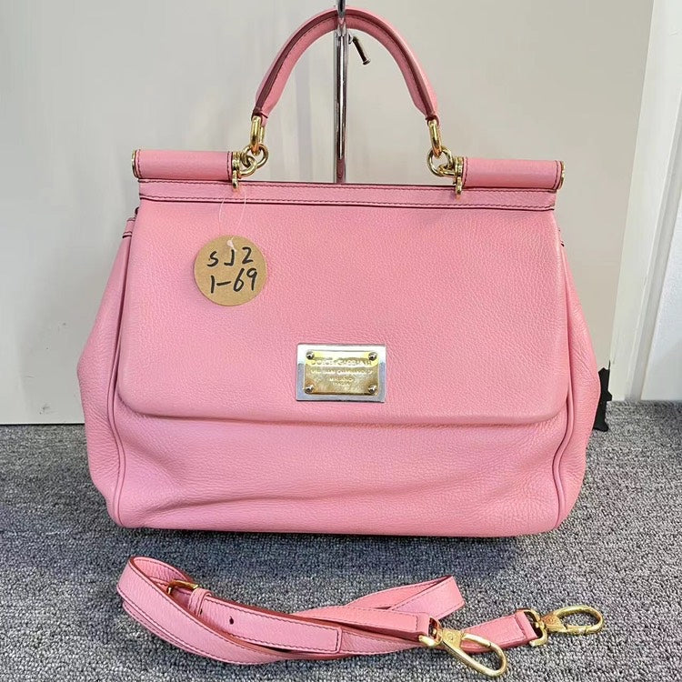 Dolce & Gabbana Sicily Leather Crossbody Bag Pink