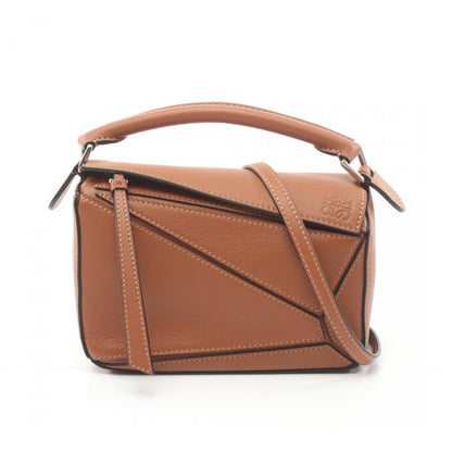 Loewe Puzzle Bag Mini Handbag Leather Light Brown 2way
