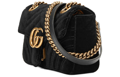 MLB Gucci GG Marmont ClassicG Crossbody Bag Single Shoulder Bag Black 446744-K4D2T-1000