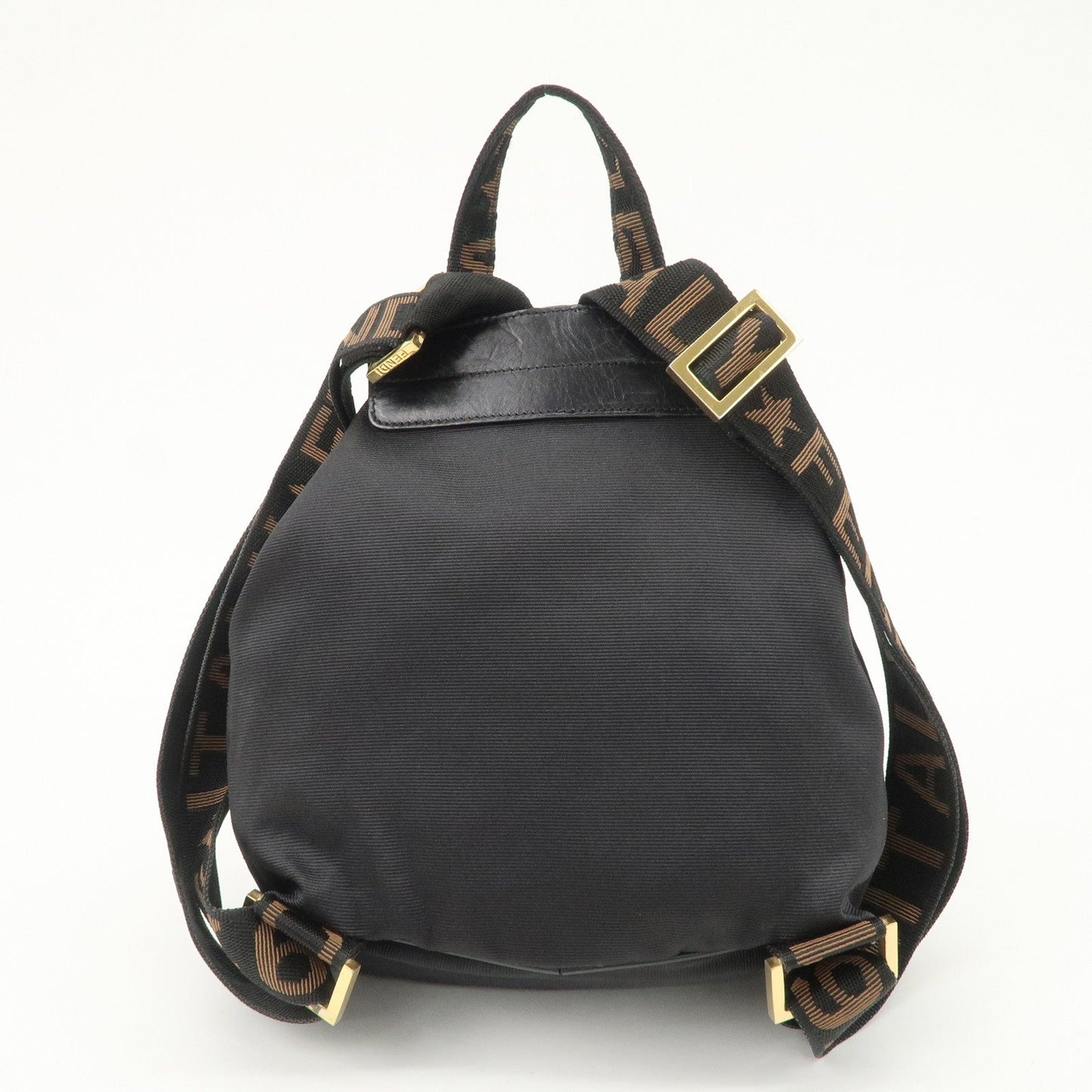 FENDI Nylon Leather Back Pack Black Gold Hardware 263390