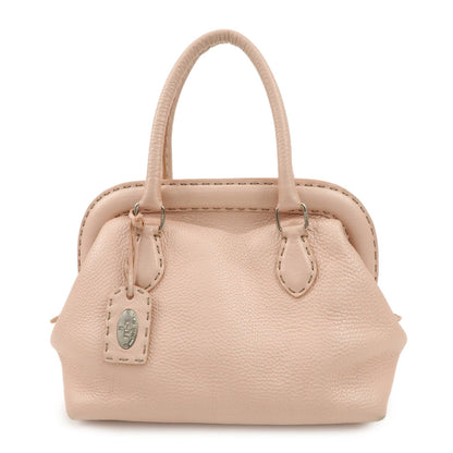 FENDI Selleria Leather Boston Bag Hand Bag Pink 8BN127
