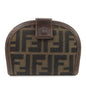 FENDI Zucca Canvas Leather Compact Wallet Black Brown 01223