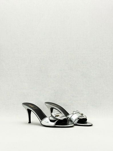 FENDI Metallic Silver Size EU 38.5 Mules