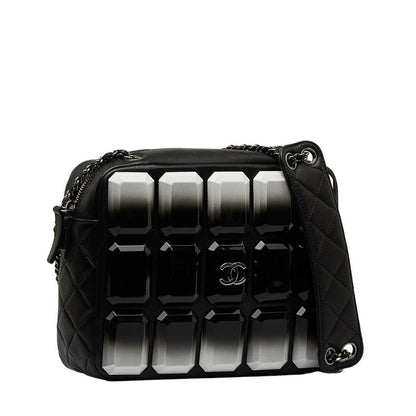 CHANEL Crossbody Bag in Lambskin Gun Metal Black Ladies