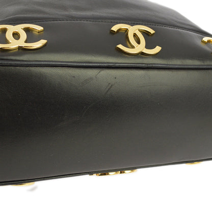 Chanel Black Lambskin Triple CC Bucket Shoulder Bag