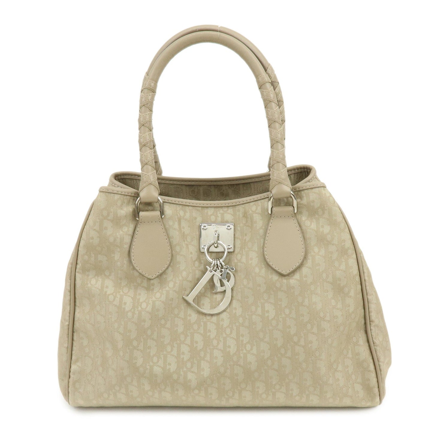 Christian Dior Romantic Trotter Pvc Leather Hand Tote Bag Beige