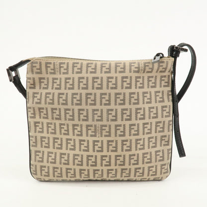 FENDI Zucchino Canvas Leather Shoulder Bag Crossbody Bag 8BT047