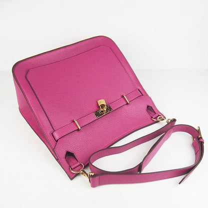Luxury Hermes Leather Shoulder Bag Peach Golden