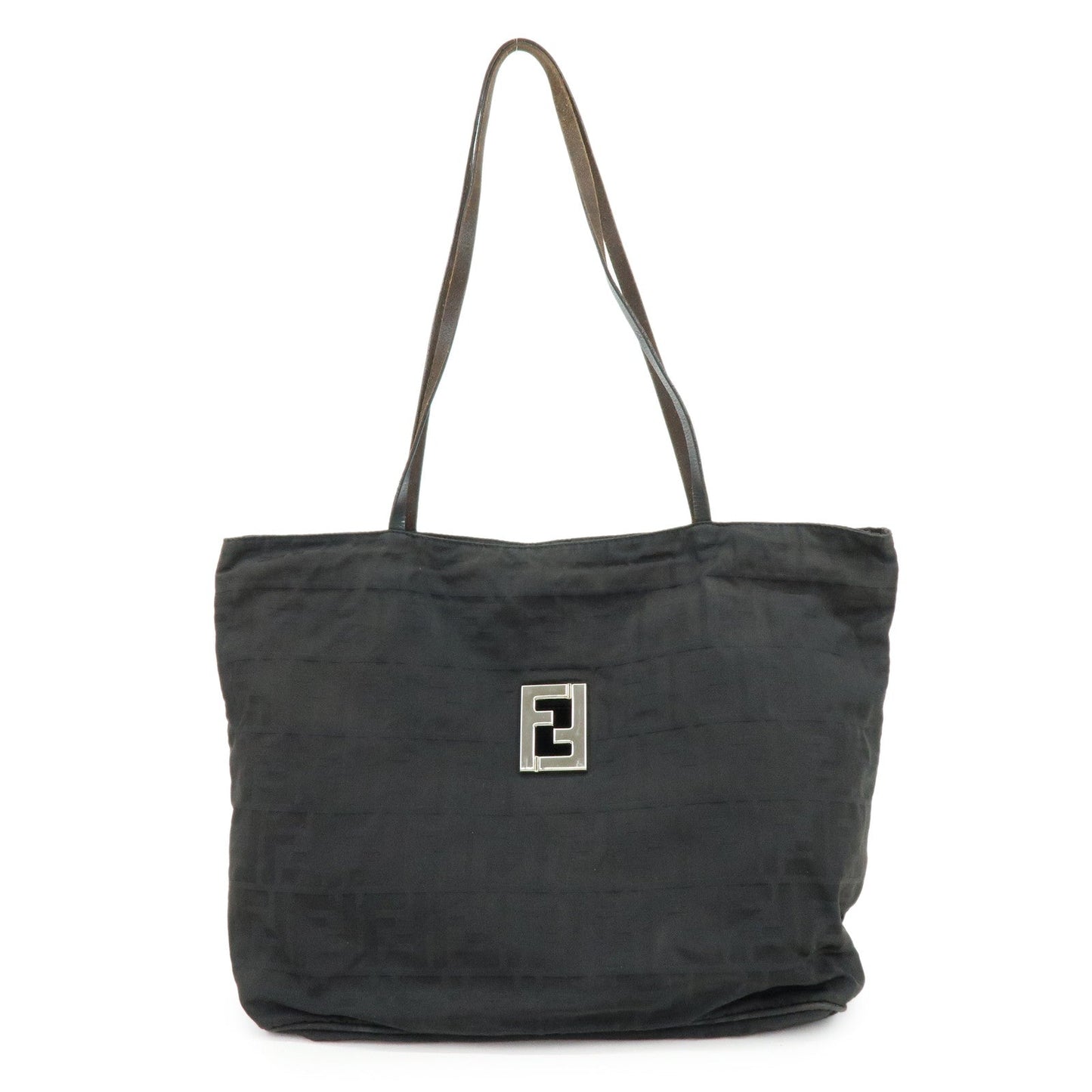 FENDI Zucca Canvas Leather Tote Bag Shoulder Bag Black 15785