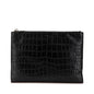 Saint Laurent Crocodile Embossed Leather Clutch Bag