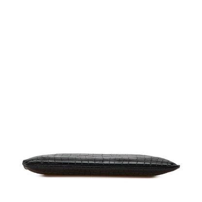 Saint Laurent Crocodile Embossed Leather Clutch Bag