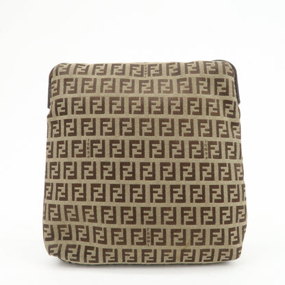 FENDI Zucchino Canvas Leather Shoulder Bag Crossbody Bag 8BT075