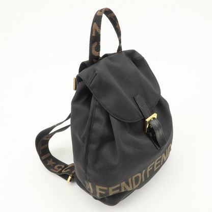 FENDI Nylon Leather Back Pack Black Gold Hardware 263390