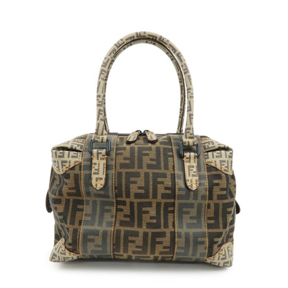 FENDI Zucca Zucchino Canvas PVC Boston Hand Bag Brown 8BL095
