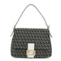 FENDI Mamma Baguette Zucchino Leather Canvas Shoulder Bag 8BR001