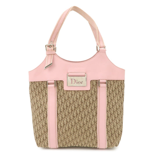 Christian Dior Trotter Street Chic Canvas Tote Bag Beige Pink