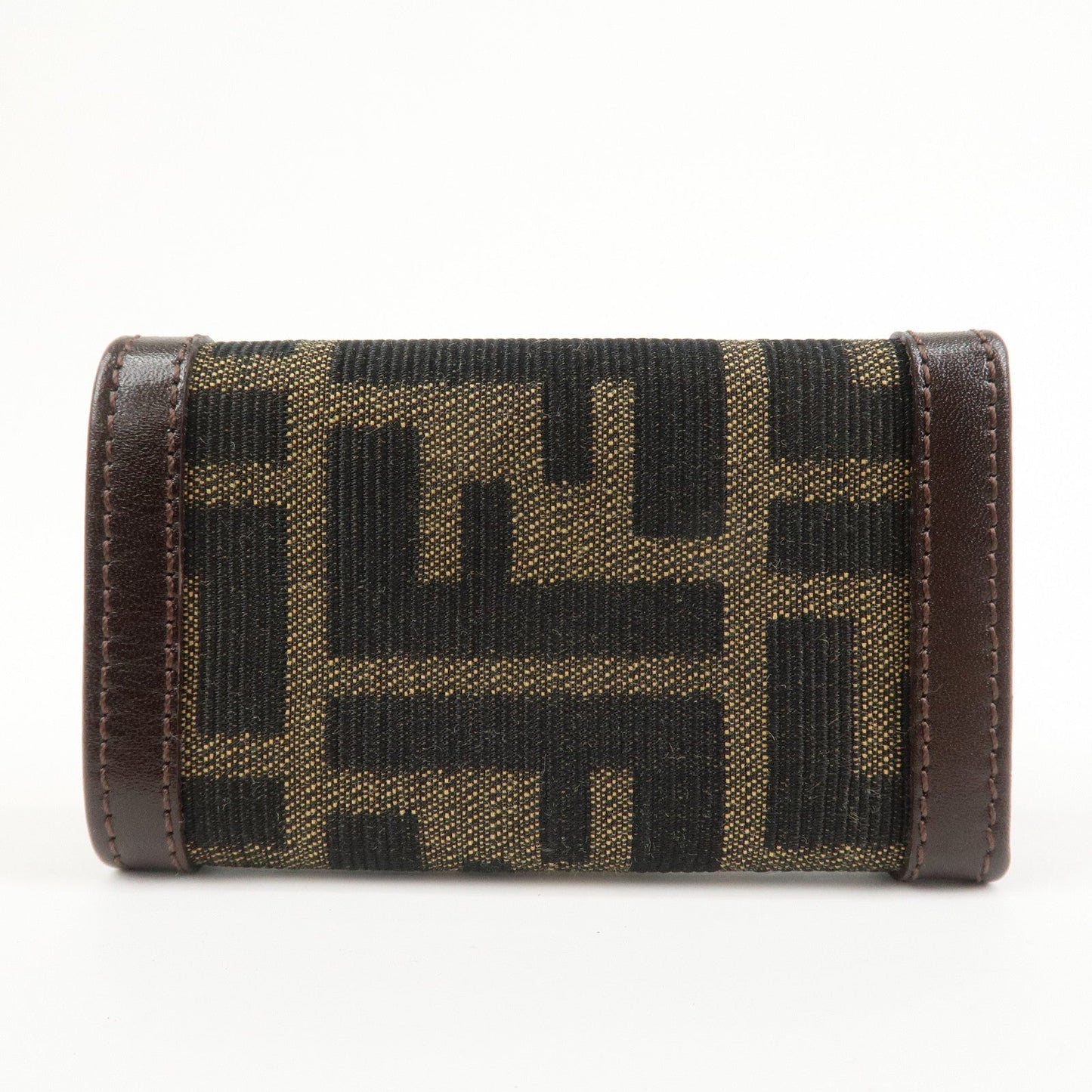 FENDI Zucca Canvas Leather 6 Ring Key Case Key Holder Brown 10163