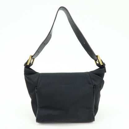 FENDI Nylon Leather Hand Bag Shoulder Bag Black 15333