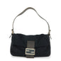 FENDI Mamma Baguette Wool Leather Shoulder Bag Hand Bag Black 26424
