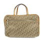 Christian Dior Trotter Canvas Leather Hand Bag Cosmetic Bag Brown