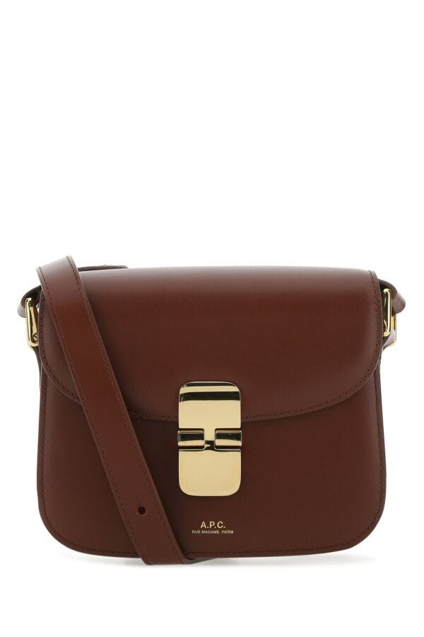 A.P.C. Woman Brown Leather Grace Mini Crossbody Bag