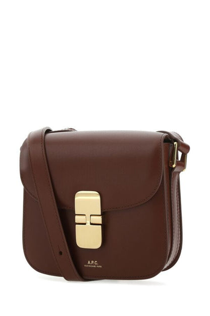 A.P.C. Woman Brown Leather Grace Mini Crossbody Bag