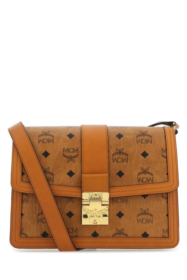 Mcm Woman Printed Canvas And Leather Tracy Crossbody Bag