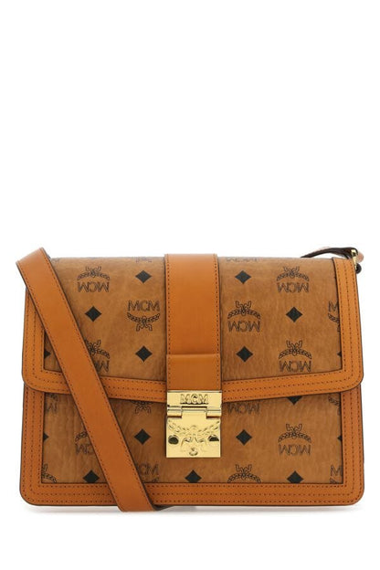 Mcm Woman Printed Canvas And Leather Tracy Crossbody Bag