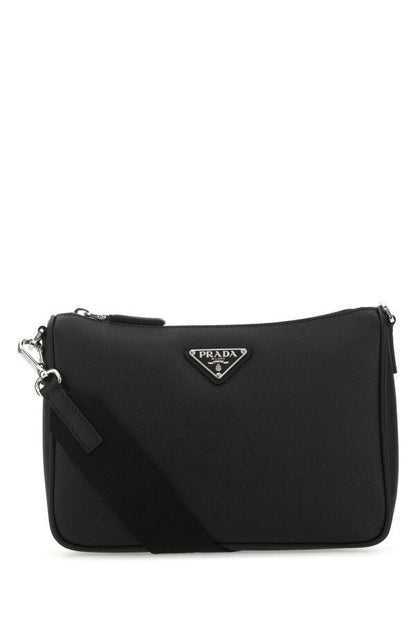 Prada Man Black Leather Crossbody Bag