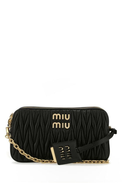 Miu Miu Woman Black Nappa Leather Mini Crossbody Bag