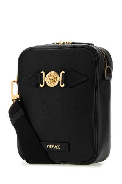 Versace Man Black Leather Medusa Biggie Crossbody Bag