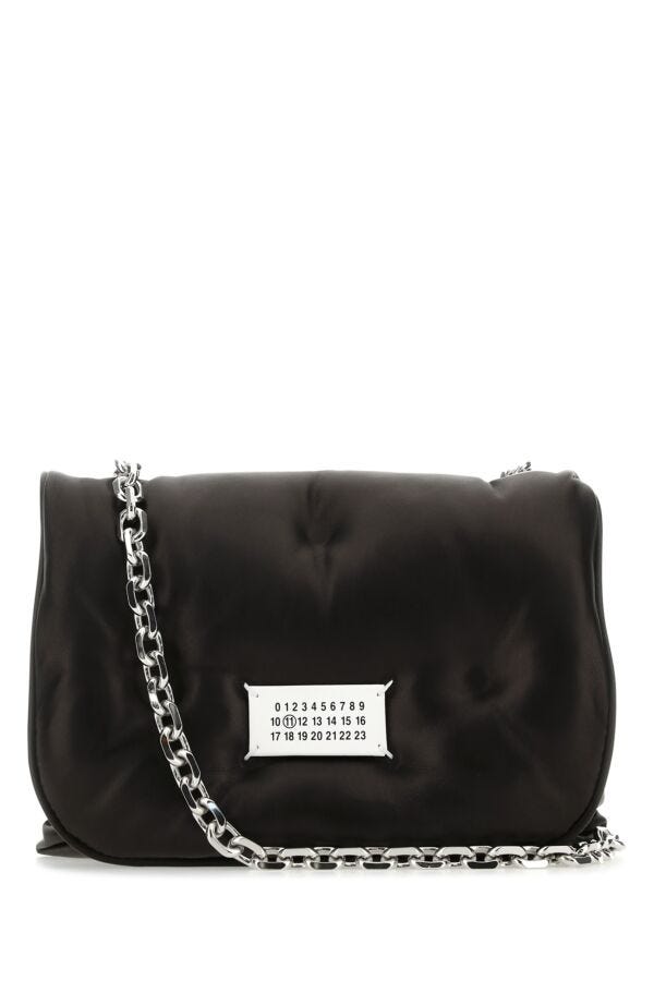 Maison Margiela Woman Black Nappa Leather Small Glam Slam Flap Crossbody Bag