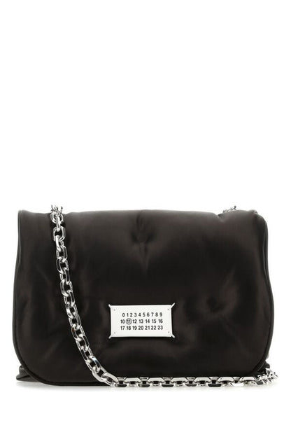 Maison Margiela Woman Black Nappa Leather Small Glam Slam Flap Crossbody Bag