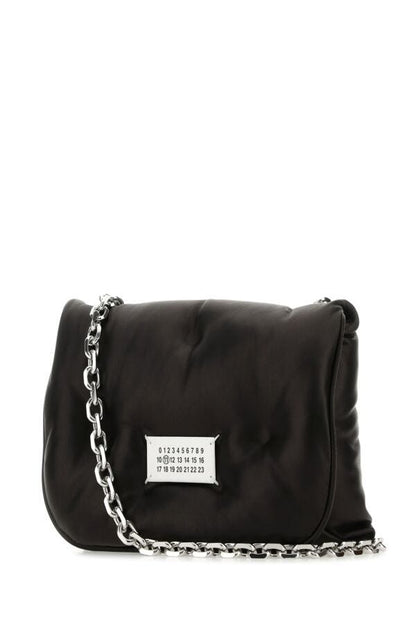 Maison Margiela Woman Black Nappa Leather Small Glam Slam Flap Crossbody Bag