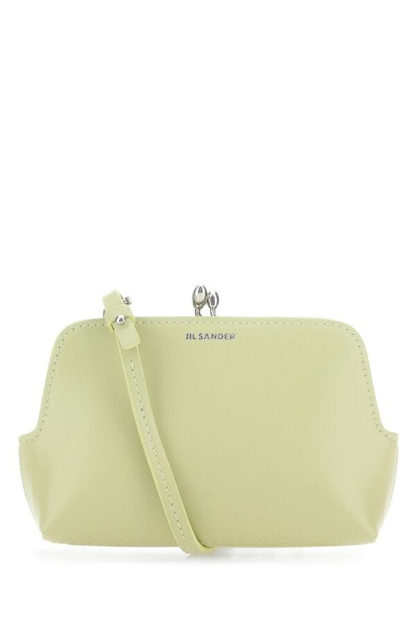 Jil Sander Woman Pastel Green Leather Micro Goji Crossbody Bag