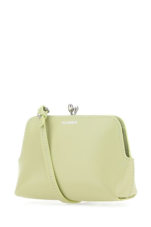 Jil Sander Woman Pastel Green Leather Micro Goji Crossbody Bag