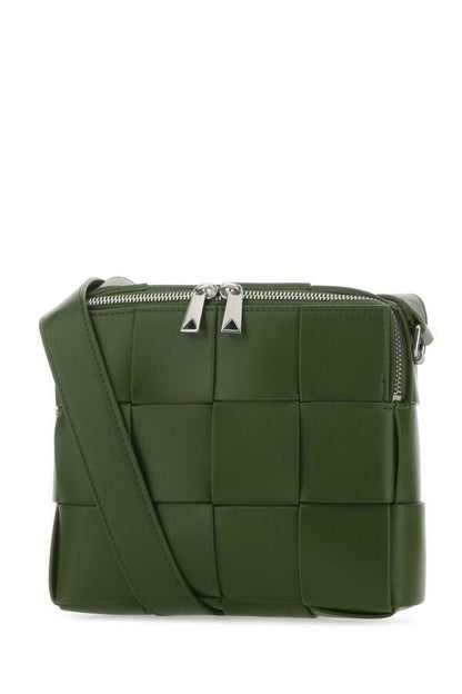 Bottega Veneta Man Olive Green Leather Cassette Camera Crossbody Bag