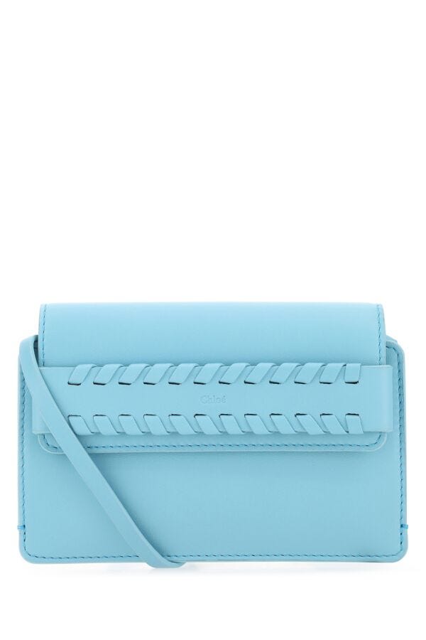 Chloe Woman Light Blue Leather Mony Crossbody Bag