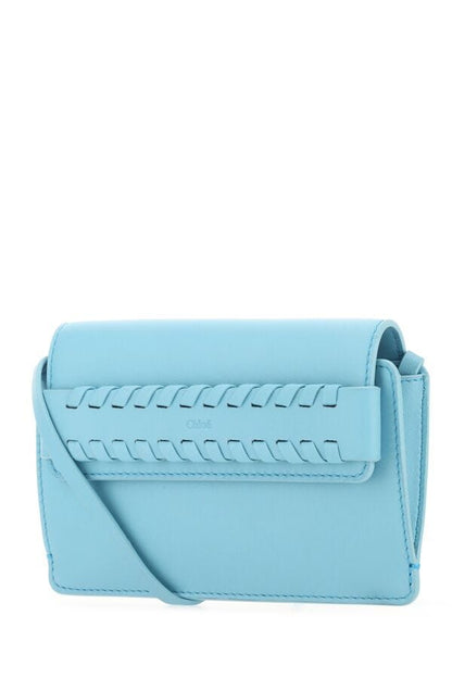 Chloe Woman Light Blue Leather Mony Crossbody Bag