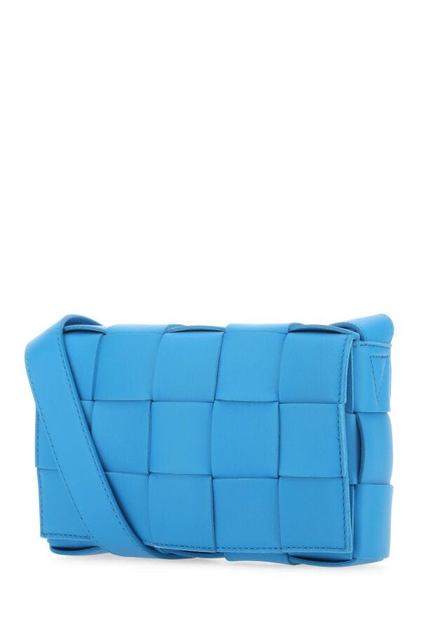 Bottega Veneta Woman Turquoise Leather Small Cassette Crossbody Bag