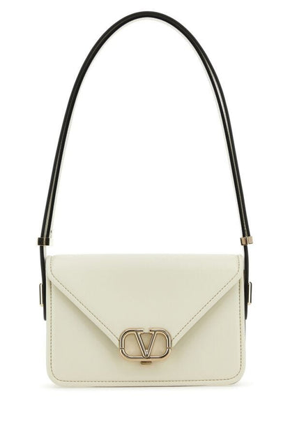 Valentino Garavani Woman Ivory Leather Vlogo Crossbody Bag