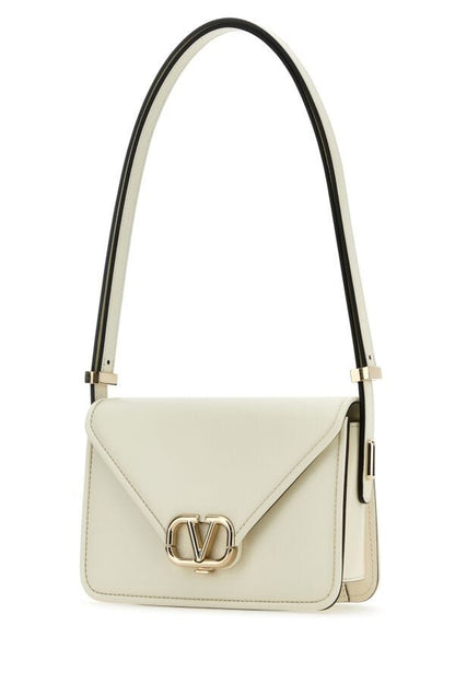 Valentino Garavani Woman Ivory Leather Vlogo Crossbody Bag