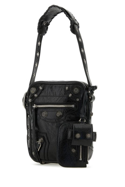 Balenciaga Man Black Leather Le Cagole Men Crossbody Bag